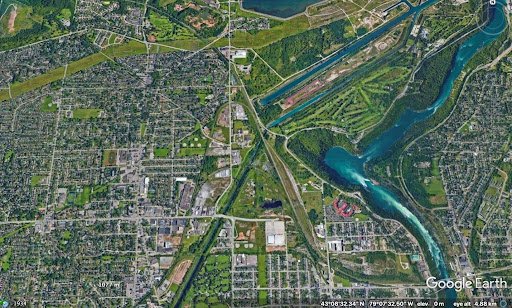 Google Earth photo of the Niagara whirlpool